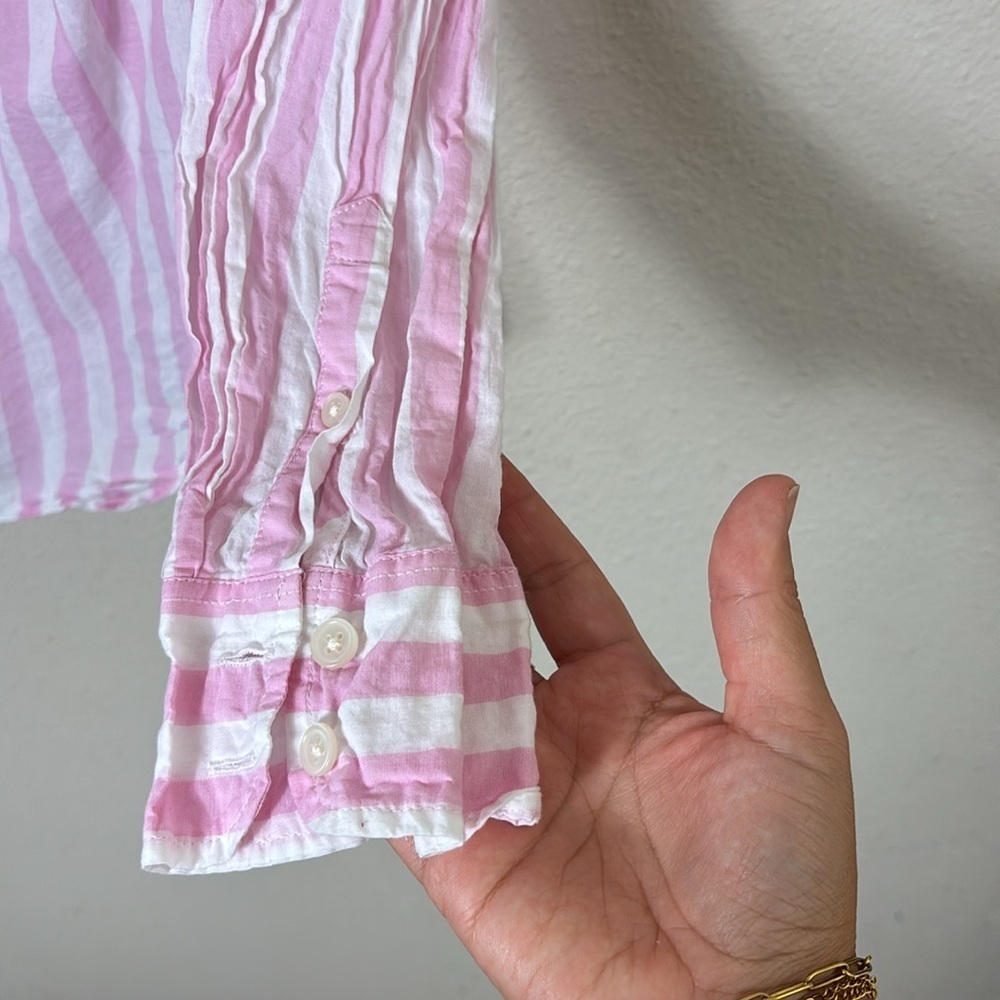 J.Crew Gingham Lightweight Button Shirt Size Medium Stripe Pink White - Picture 9 of 12